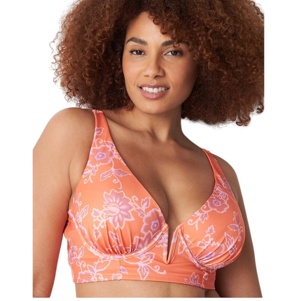 NEW Swim by Cacique Nectarine Floral Underwire Bikini Top Plus 42H